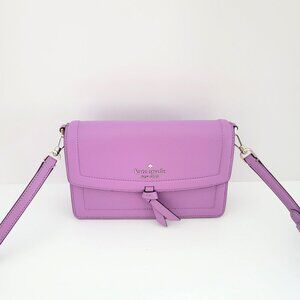 Kate Spade KM611 Knot Pebbled Leather Mini Flap Crossbody Handbag Wisteria